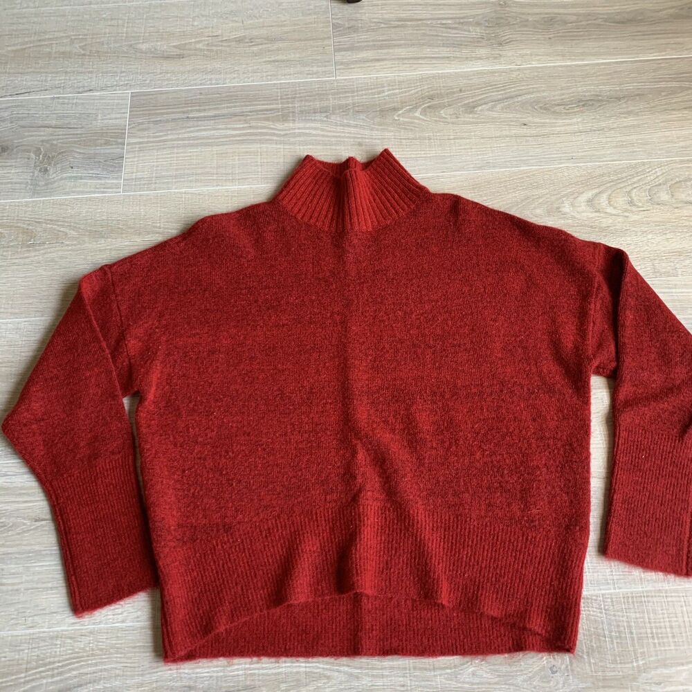 Express Womens Red Mock Neck Sweater Sz Small S Oversized
